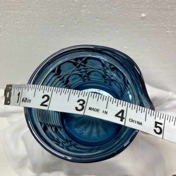 Vintage Indiana Blue Iridescent Carnival Glass Windsor 3 inch Cream Pitcher EUC - Picture 13 of 13
